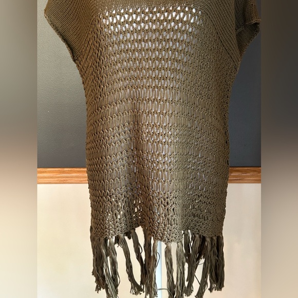 Polo Ralph Lauren Olive Loose Weave Fringe Sweater Top Size Small - Picture 5 of 10